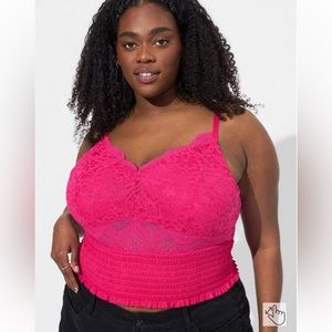 Hot pink stretch lace cami  3x nwt